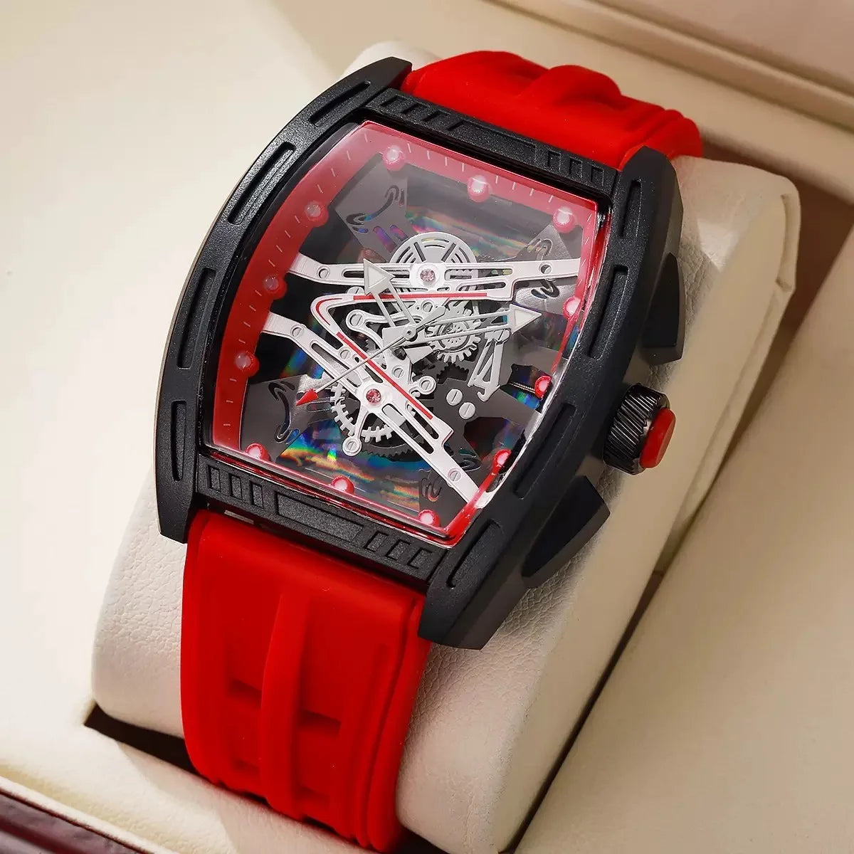 Men's Quartz Watch Sport Silicone Strap Fashionable Watch for Male Anniversary Gift