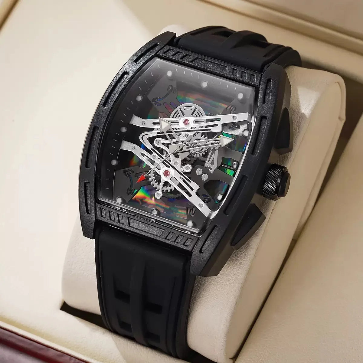 Men's Quartz Watch Sport Silicone Strap Fashionable Watch for Male Anniversary Gift