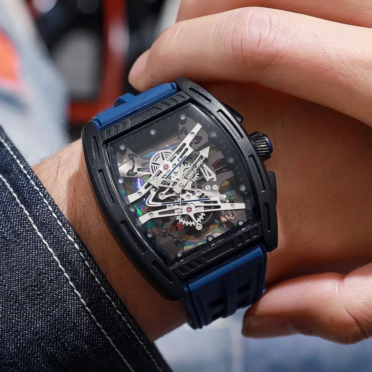 Men's Quartz Watch Sport Silicone Strap Fashionable Watch for Male Anniversary Gift